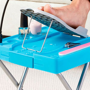 Imagen de Mesa auxiliar pedicuría luz led con lupa  y ventilador