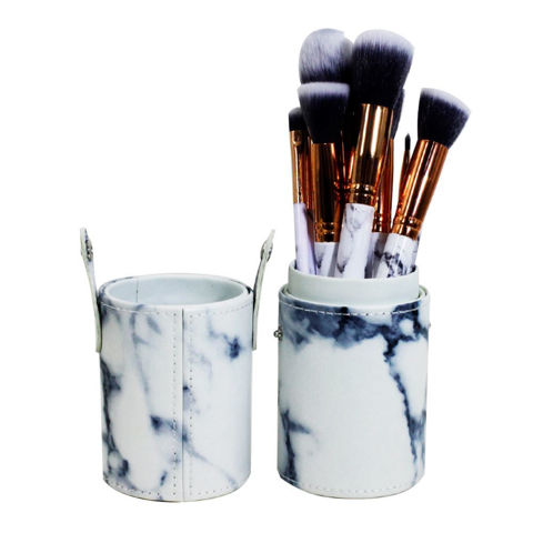 Imagen de Estuche símil cuero con set de 10 pinceles para maquillaje