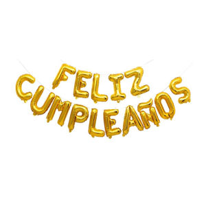 Imagen de Globos metalizados cartel feliz cumpleaños decoración fiestas