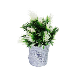 Imagen de Adorno maceta rústica con penachos color