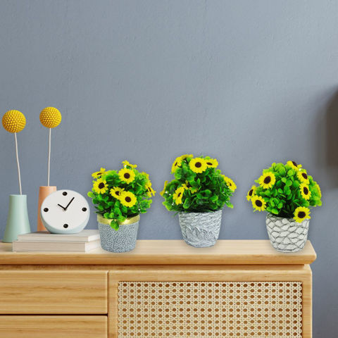 Imagen de Adorno maceta rústica con girasoles