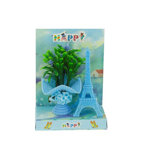 Imagen de Adorno torre Eiffel con maceta flores caja mica