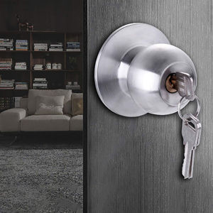 Imagen de Cerradura pomo de bronce color plateado + 3 llaves  mi casa