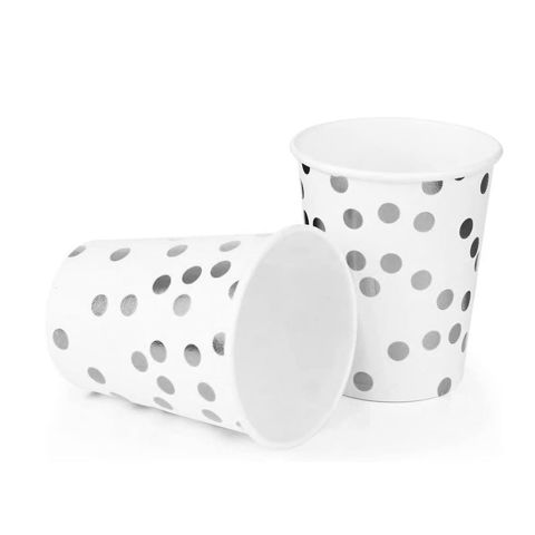 Imagen de Vasos desechables 10pc-lunares plateados-8,5X7,5cm