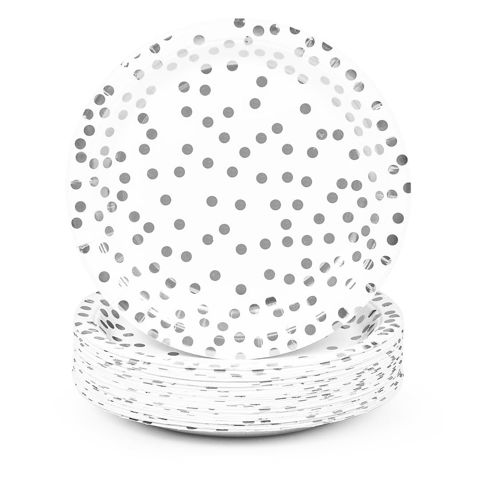 Imagen de Platos desechables 10pc-lunares plateados-9"