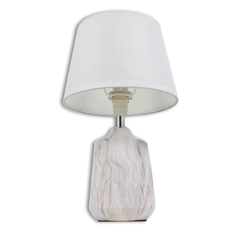 Imagen de Lampara de mesa base cerámica tipo piedra con pantalla