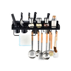 Imagen de Estante de cocina pared con ganchos y porta cubiertos