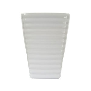 Imagen de Maceta plástica blanca cuadrada rayas horizontales