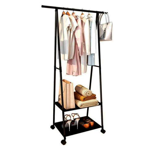 Imagen de Organizador multifuncional con perchero, estantes y ruedas
