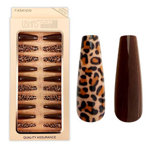 Imagen de Uñas postizas combinadas lisas y animal print 24 unidades Ushas