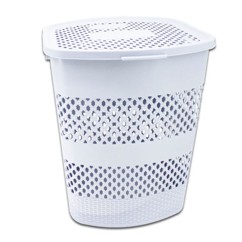 Imagen de Canasto plástico calado con tapa Ideal para ropa