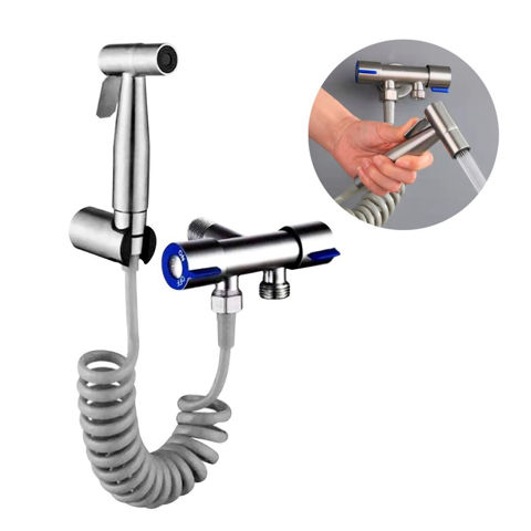 Imagen de Ducha higiénica para inodoro completa plateada