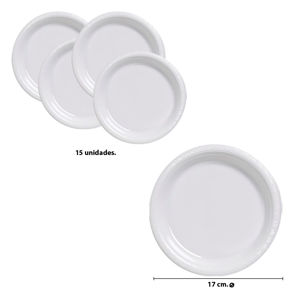Imagen de Plato para postre descartable blanco  17 cm - 15 unidades