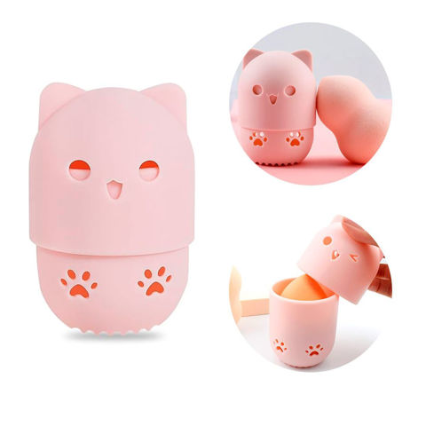 Imagen de Estuche porta esponja de maquillaje diseño gato