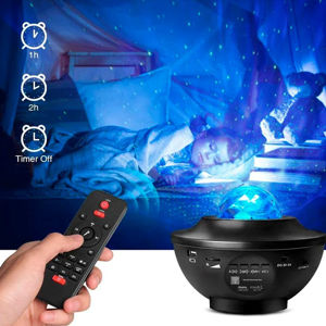 Imagen de Lámpara proyectora galaxia led con parlante control remoto y carga USB