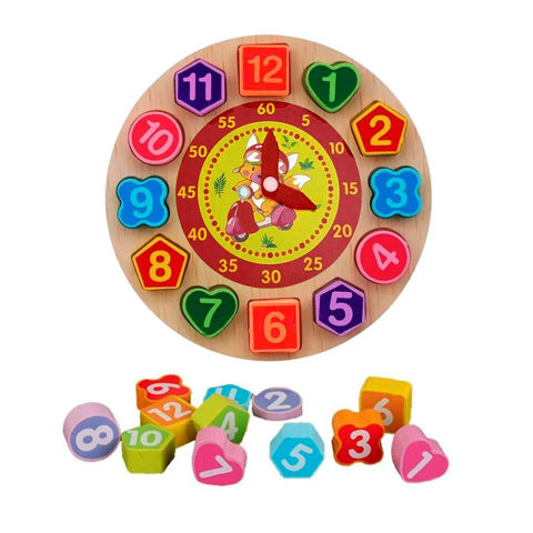 Imagen de Juego de encastre reloj madera - 13 piezas