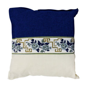 Imagen de Almohadón bicolor con franja decorativa 44 cm x 44 cm