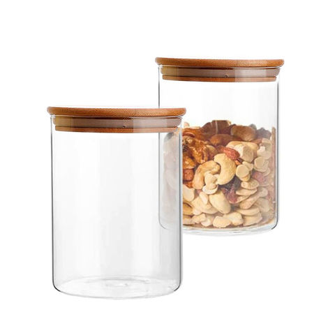 Imagen de Frasco de vidrio con tapa hermética de madera 900 ml