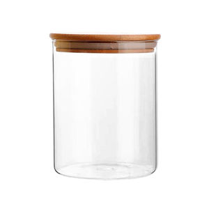 Imagen de Frasco de vidrio con tapa hermética de madera 900 ml