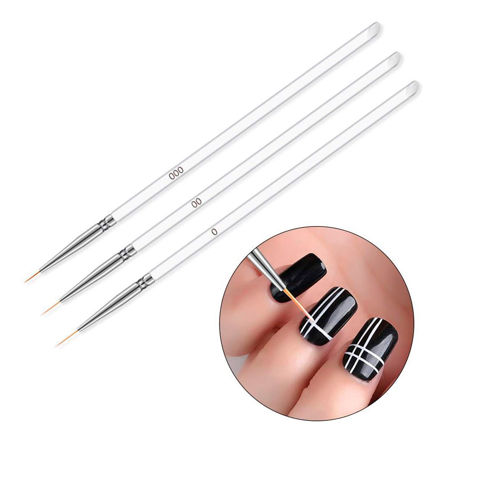 Imagen de Set de pinceles liner para decoración de uñas 3 unidades