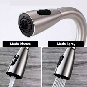 Imagen de Canilla monocomando extensible para pileta de cocina con grifo retráctil  plateado