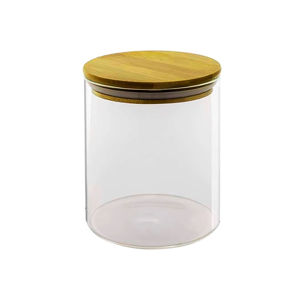 Imagen de Frasco de vidrio con tapa hermética de madera 500ml