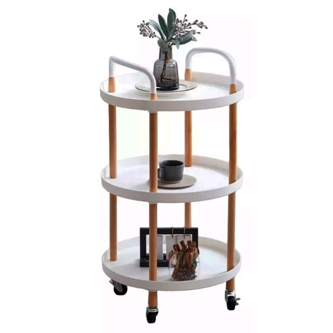 Imagen de Mesa redonda Con Asas Y Ruedas 3 Estantes