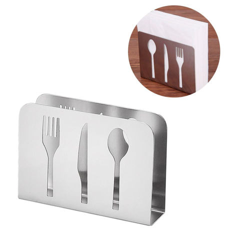 Imagen de Servilletero de metal diseño cubiertos