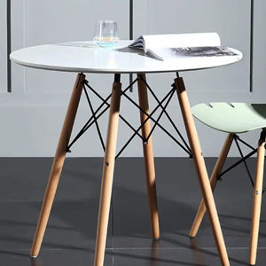 Imagen de Mesa Redonda Tipo Eames Reforzada Mesa Comedor Living Patas Madera