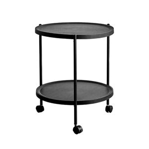 Imagen de Mesa ratona Mesa auxiliar redonda con ruedas 2 estantes