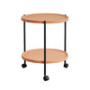 Imagen de Mesa ratona Mesa auxiliar redonda con ruedas 2 estantes