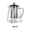 Imagen de Tetera de vidrio alto  borosilicato con filtro y tapa de acero  900ml