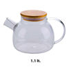 Imagen de Jarra Tetera de Vidrio con tapa de Bambú - Resistente al fuego 1,1 Litros