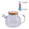 Imagen de Jarra Tetera de Vidrio con tapa de Bambú - Resistente al fuego 1,1 Litros