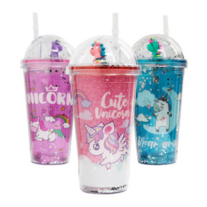 Imagen de Vaso Unicornio con Luz, Tapa y Sorbito 500 ml - Diseños Surtidos