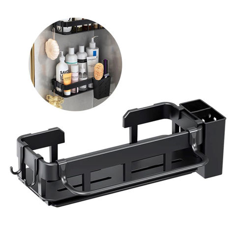 Imagen de Repisa organizador para baño con porta cepillos-ventosas
