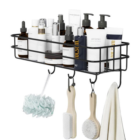 Imagen de Estante repisa organizador adhesivo de pared con ganchos