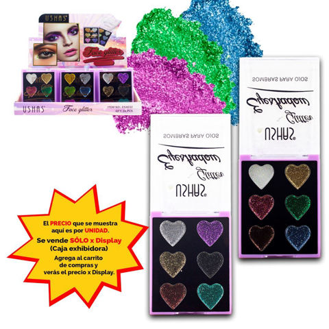 Imagen de Petaca Ushas sombras con glitter 6 tonos corazón-ES4032