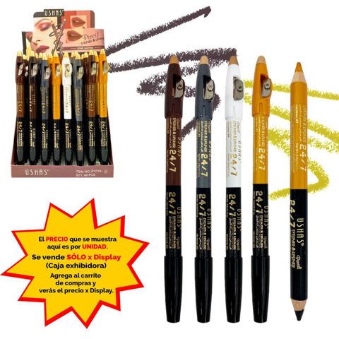 Imagen de Lapiz delineador Ushas doble con sacapuntas - P1019B