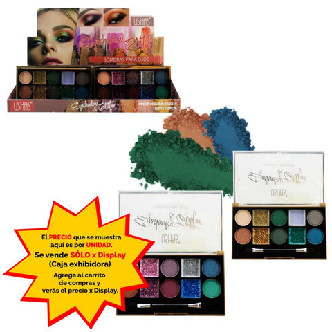 Imagen de Sombras de ojos  combinadas con glitter 10 tonos  Ushas