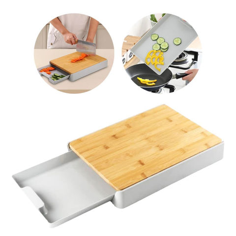 Imagen de Tabla de cocina en bambú con depósito