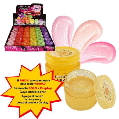 Imagen de Brillo bálsamo labial con gusto frutal en frasco Ushas