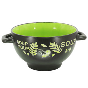 Imagen de Bowl de ceramica Soup color interior-negro exterior-con asas