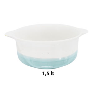 Imagen de Bowl-cazuelita ceramica con asas-rayas exterior-redondo