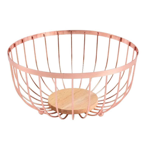 Imagen de Canasto metal redondo-fondo madera para mesa-