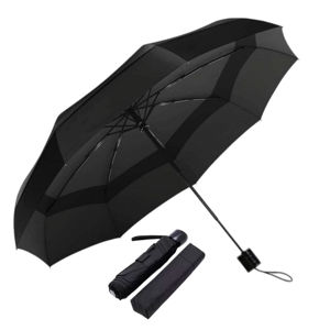 Imagen de Paraguas plegable negro- Paraguas corto de cartera con funda