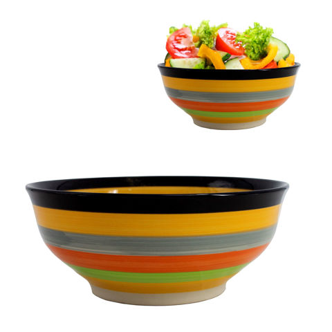 Imagen de Compotera Bowl de cerámica diseño a rayas 1 Litro