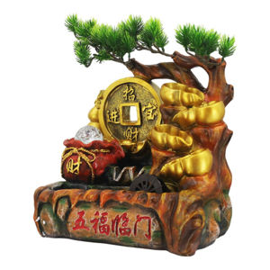 Imagen de Fuente de agua Moneda con Bonsai y cuencos de la fortuna