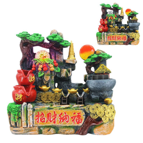 Imagen de Fuente de agua Monedas y cuencos de la abundancia con bola con luz