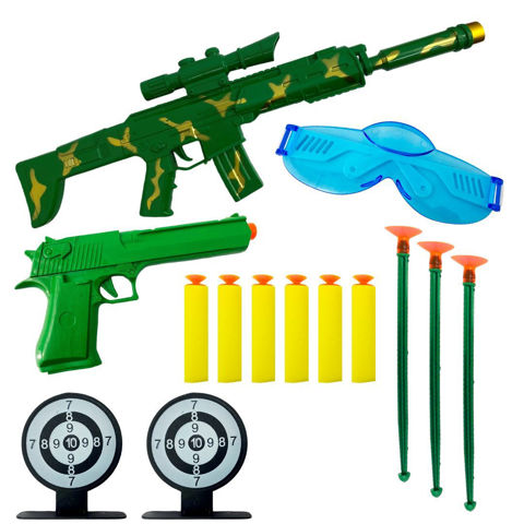 Imagen de Metralleta+pistola lanza dardos c/accesrios-blister 57X12,5c